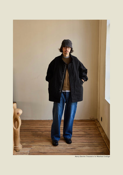 SS26 Navy Denim Jeans - Yamalin Vintage Washed 13oz Bamboo Weave Deck Jeans