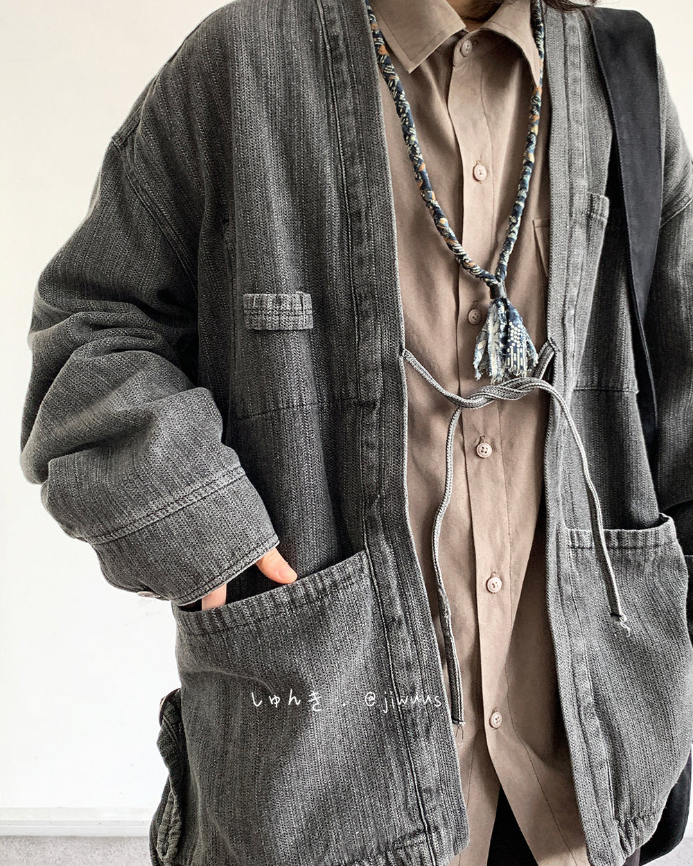 Chinese Retro Modified Cardigan Robe Denim Jacket – Loose Unisex Spring