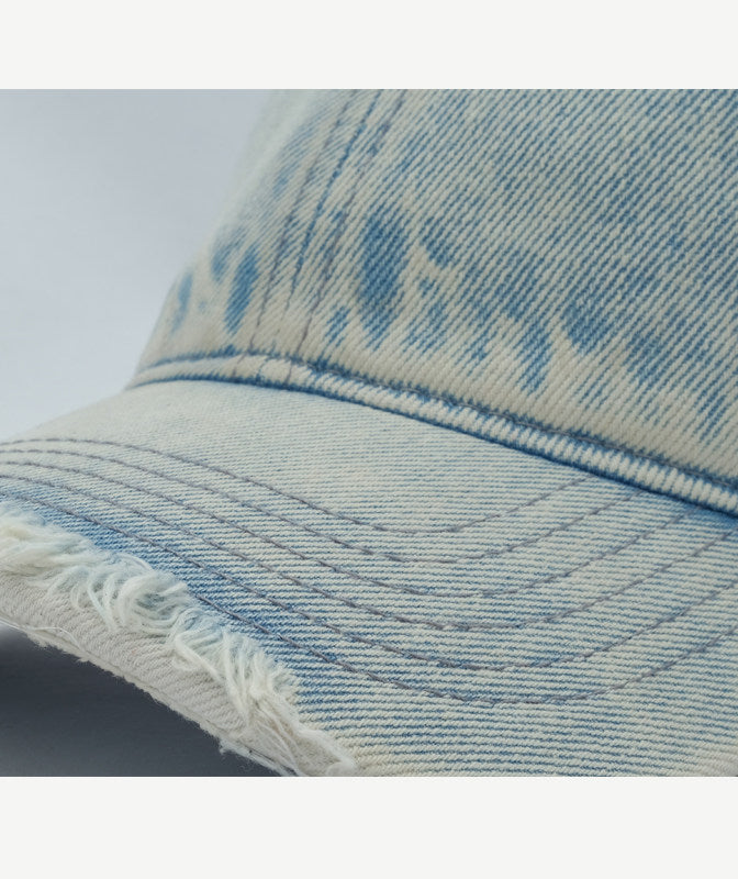 Washed Distressed Denim Baseball Cap – Curved Brim Adjustable Unisex