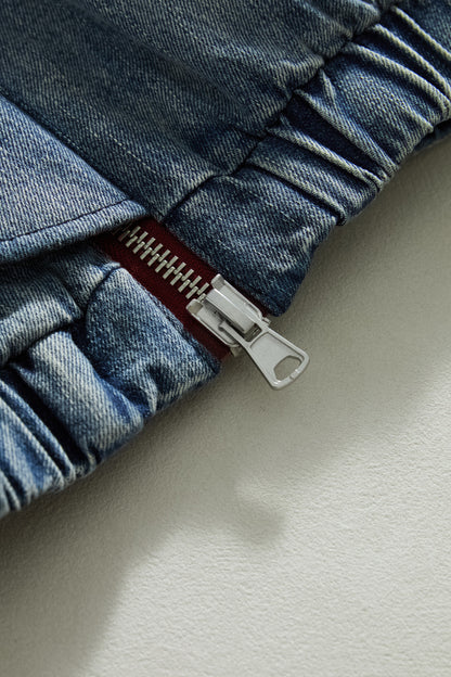 Heavyweight Washed Deconstructed Down Denim Jacket – Oversized Unisex