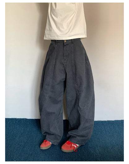 Washed Wide-Leg Cargo Pants – American Retro Unisex