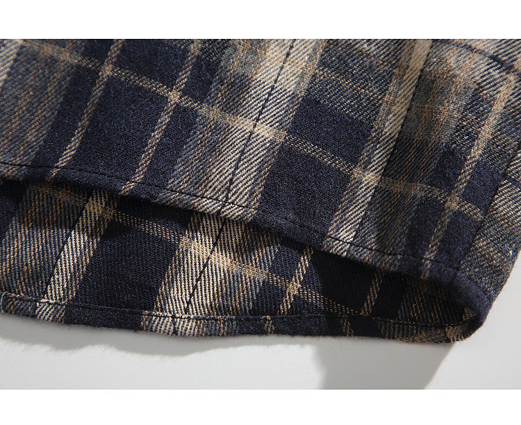 Retro American Check Long Sleeve Shirt – Loose Unisex Casual Overshirt
