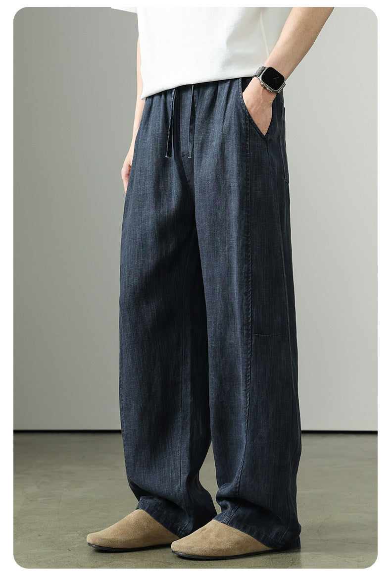 Premium Tencel Linen Wide Leg Pants – Loose Straight Lyocell Breathable Summer Slacks for Men | Japanese vintage | yamalin clothes | Yamalinclothes
