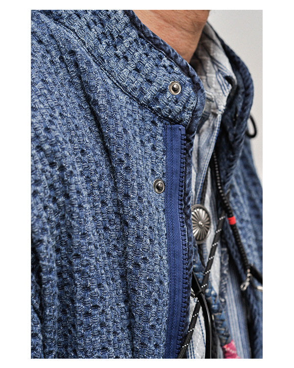 Vintage-Wash Stand-Collar Denim Jacket - Japanese Retro Workwear Coat