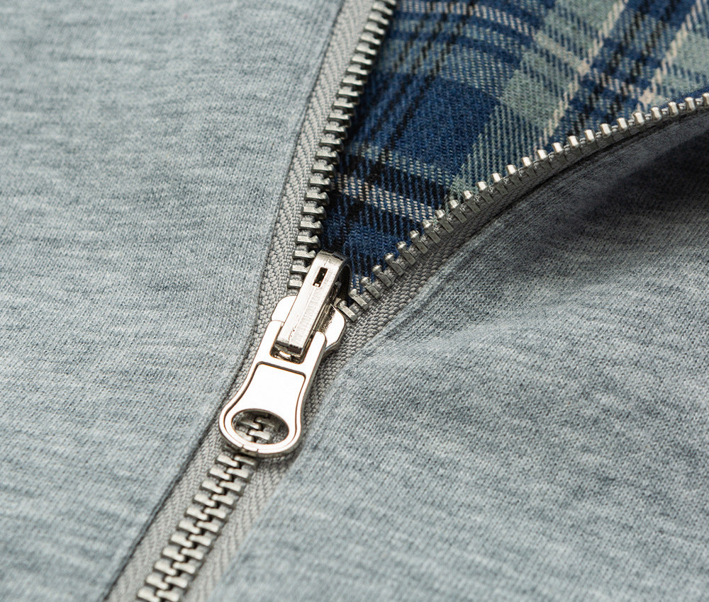 American Vintage Plaid Hooded Cardigan – Oversized Unisex Cotton Sweatshirt Jacket