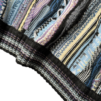Vertical Stripe Patchwork Jacquard Crew Neck Sweater – Loose Unisex