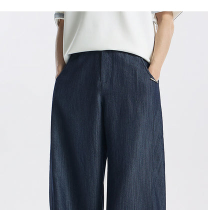 Cationic dyed denim raw color ultra-thin wrinkle-resistant casual jeans