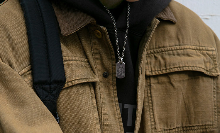Cotton Cargo Jacket – Corduroy Collar & Four Pockets | Yamalin clothes | Vintage workwear outfit for men