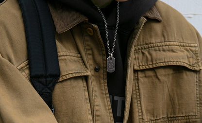 Cotton Cargo Jacket – Corduroy Collar & Four Pockets | Yamalin clothes | Vintage workwear outfit for men