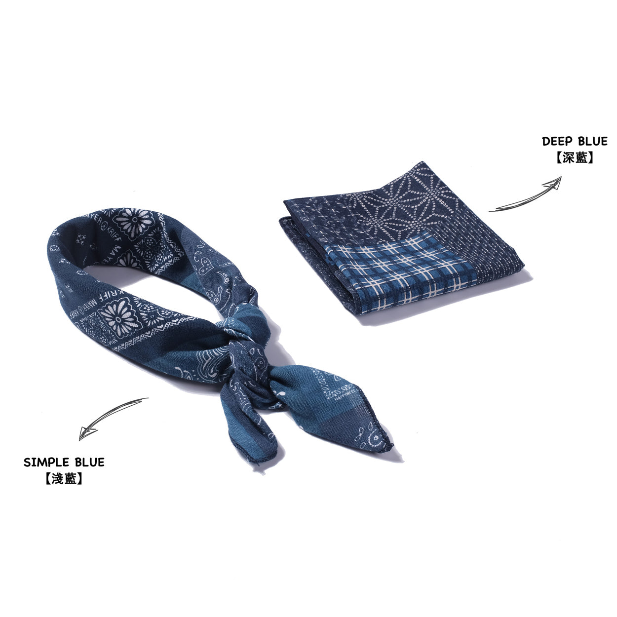 Indigo Paisley Patchwork Bandana – Vintage Cotton Square Scarf