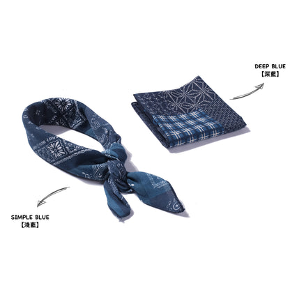 Indigo Paisley Patchwork Bandana – Vintage Cotton Square Scarf