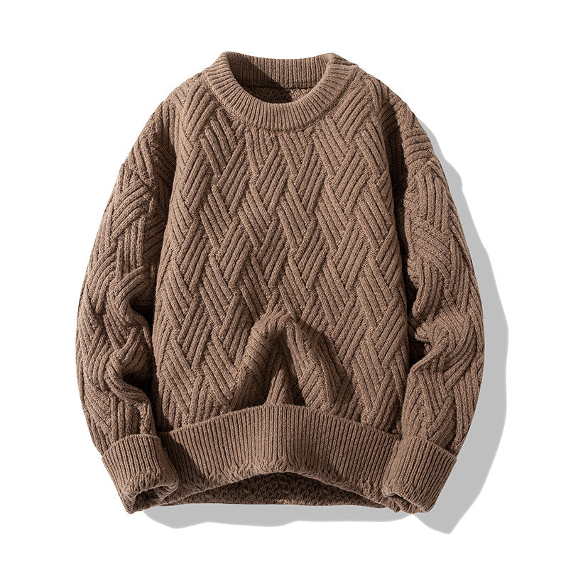 Chunky Twist Knit Sweater – Fleece-Lined Thickened Pullover Unisex Winter Knitwear – Japanese vintage | yamalin clothes | Yamalinclothes