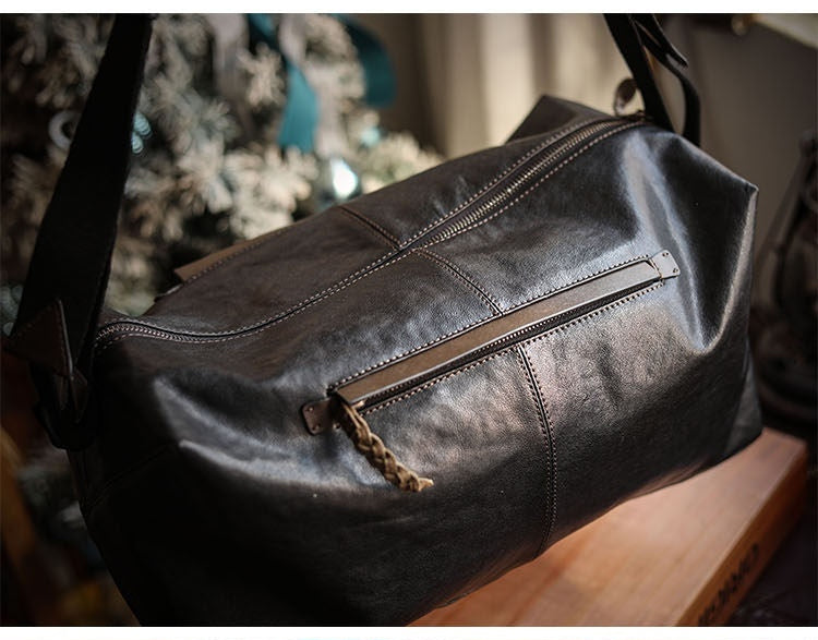 Vegetable-Tanned Cowhide Shoulder Bag – Men's Large Capacity Leather Messenger Bag