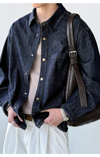 Denim Shirt – Washed Texture & Snap Front | Yamalinclothes