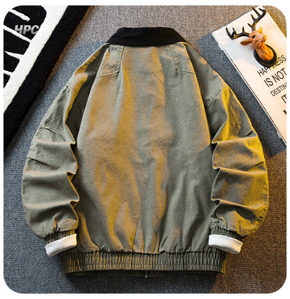 Vintage Washed Detroit Shooting Jacket – Pure Cotton Unisex Spring Autumn