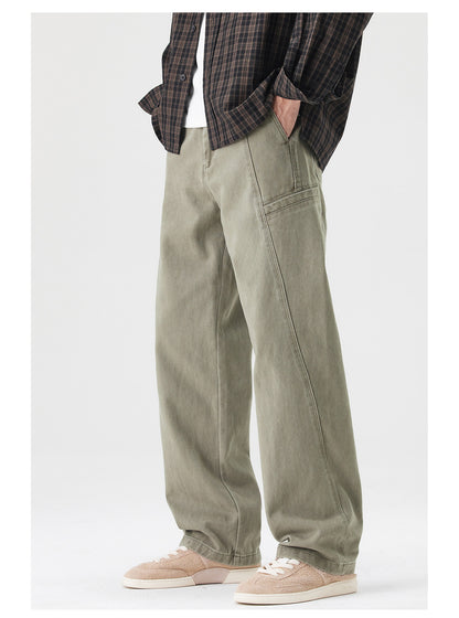 Spring New Cotton Japanese Ami Clicker Straight Cargo Pants Men's Trendy Wide-Leg Slacks | Japanese vintage | yamalin clothes | Yamalinclothes