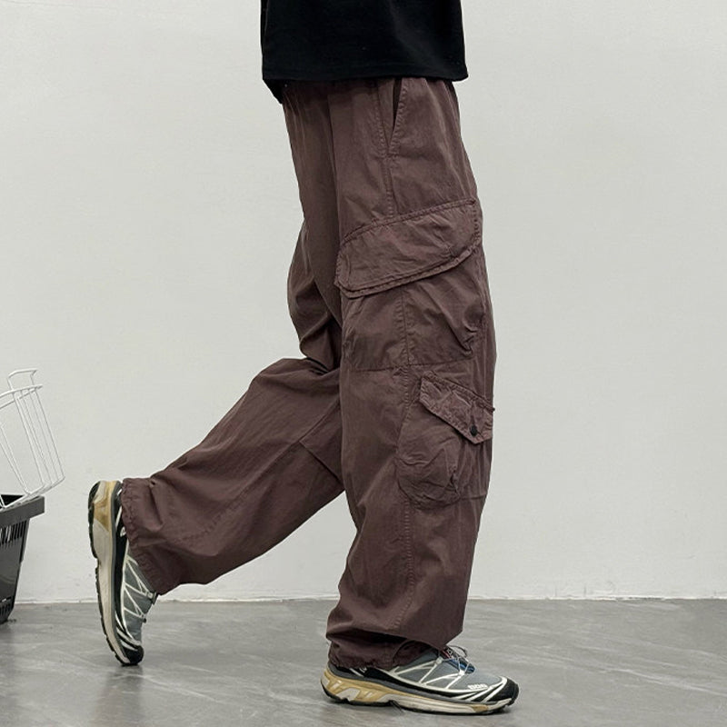 Japanese Multi-Pocket Cargo Work Pants – Men's Loose Straight-Leg Jogger