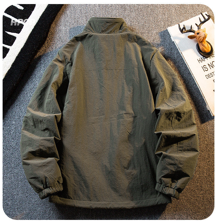 Fleece Thickened Reversible Stand Collar Jacket – Warm Unisex Autumn Winter