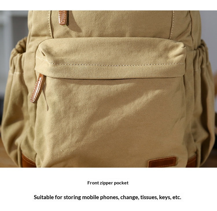 Japanese Canvas Leather Trim Backpack – Large Capacity Laptop Travel Bag – Japanese vintage | yamalin clothes | Yamalinclothes