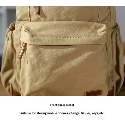 Japanese Canvas Leather Trim Backpack – Large Capacity Laptop Travel Bag – Japanese vintage | yamalin clothes | Yamalinclothes