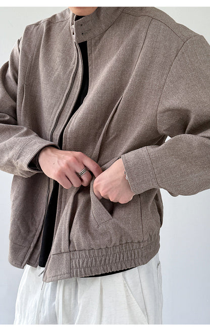 Plaid Stand-Collar Split Jacket – Wool Blend Oversized Unisex – Japanese vintage | fall outfits 2026 | fall winter outfits | classy winter outfits | lazy comfy outfits | japanese streetwear | vintage workwear | yamalin clothes | Yamalinclothes