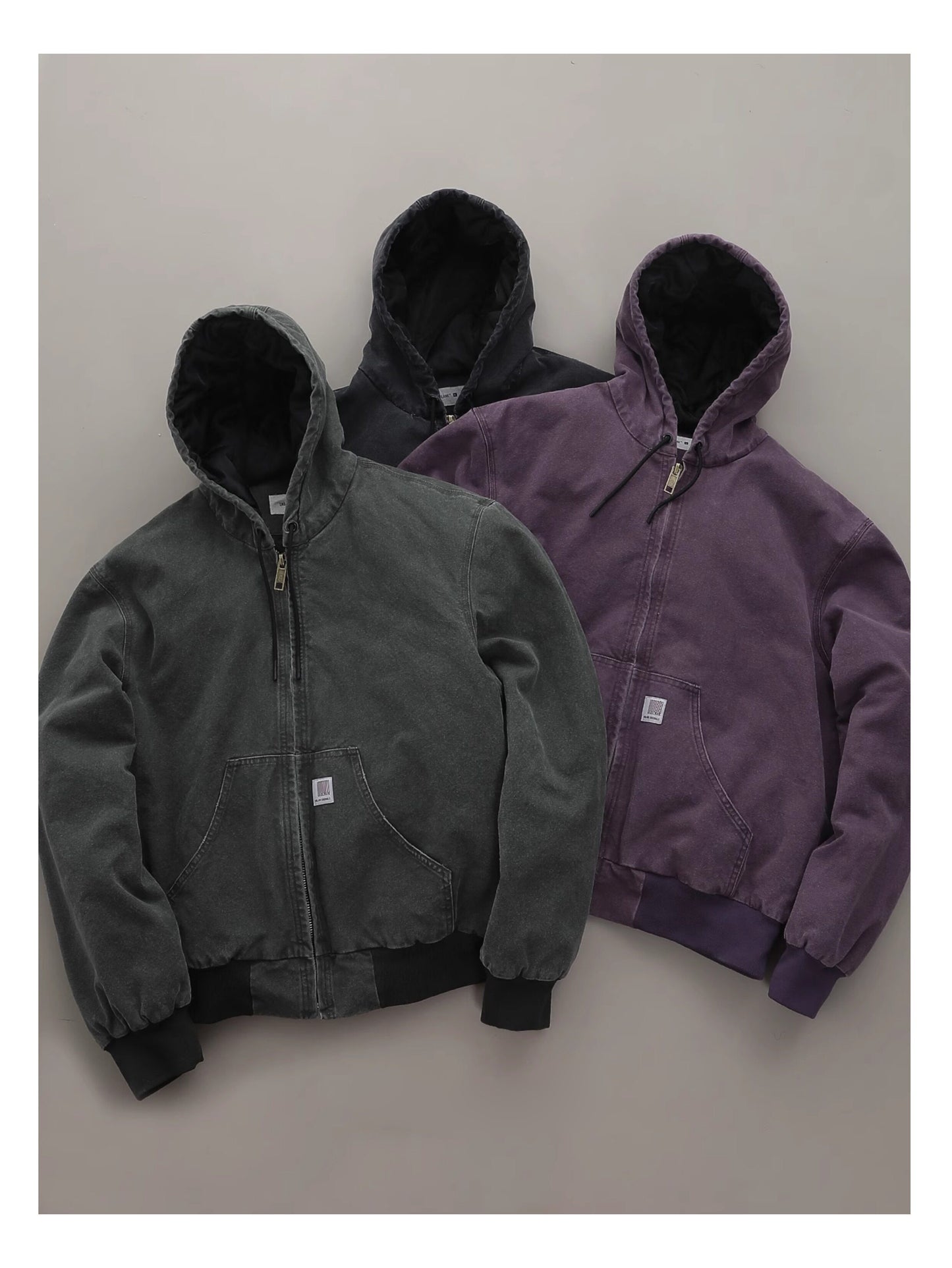 Vintage Wash Distressed Cargo Hoodie Jacket – Thermal Insulated Men's Coat