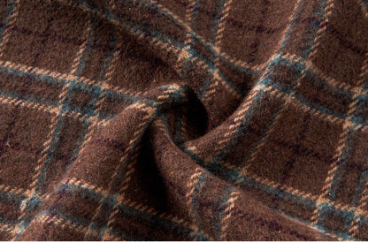 Brushed Plaid Long Sleeve Shirt Jacket – Vintage Loose Unisex Casual