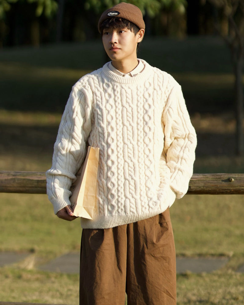 Japanese Jacquard Knit Sweater – Vintage Braided Unisex – Japanese vintage | yamalin clothes | Yamalinclothes