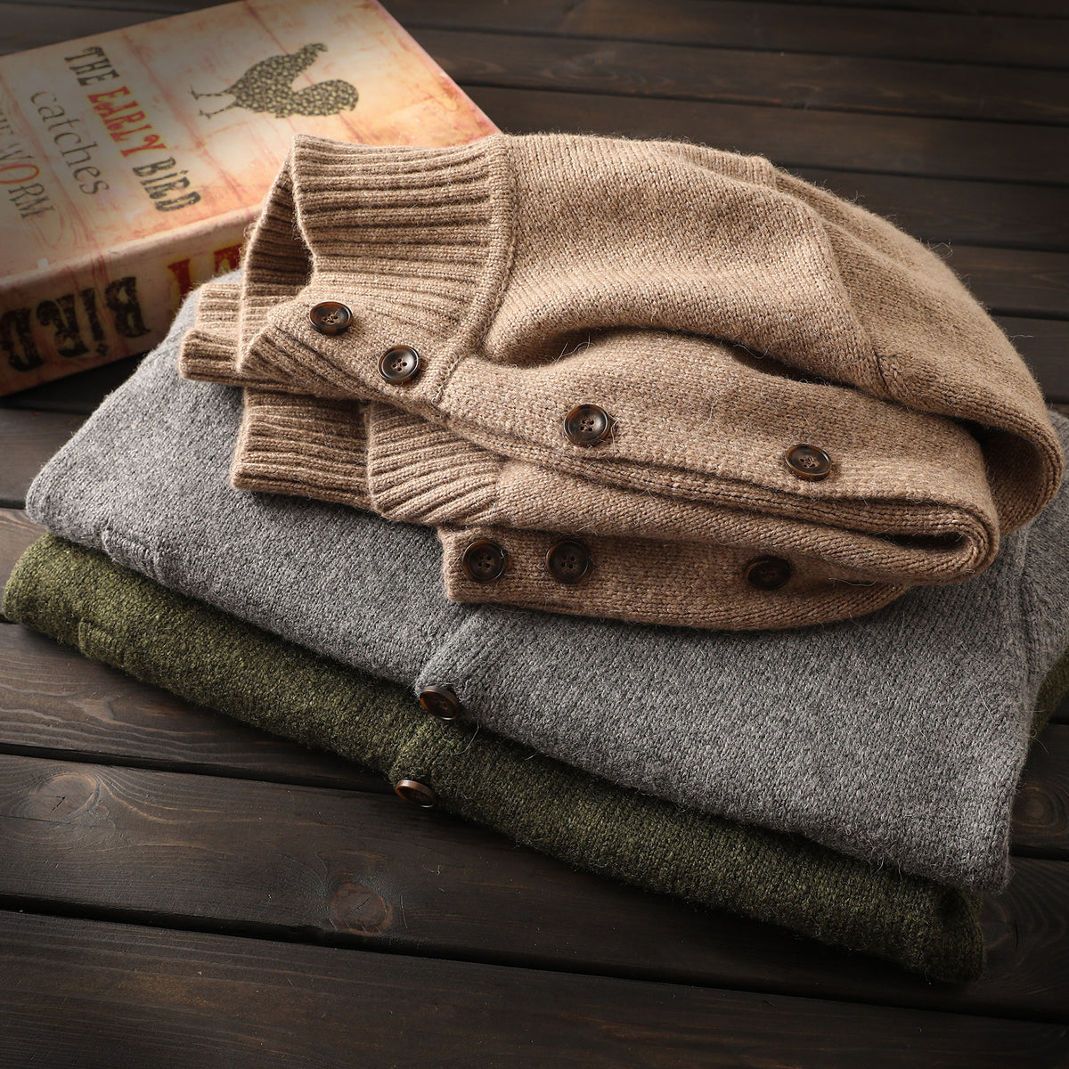 Alpaca Wool Blend Stand-Collar Knit Cardigan – Thickened Oversized Unisex