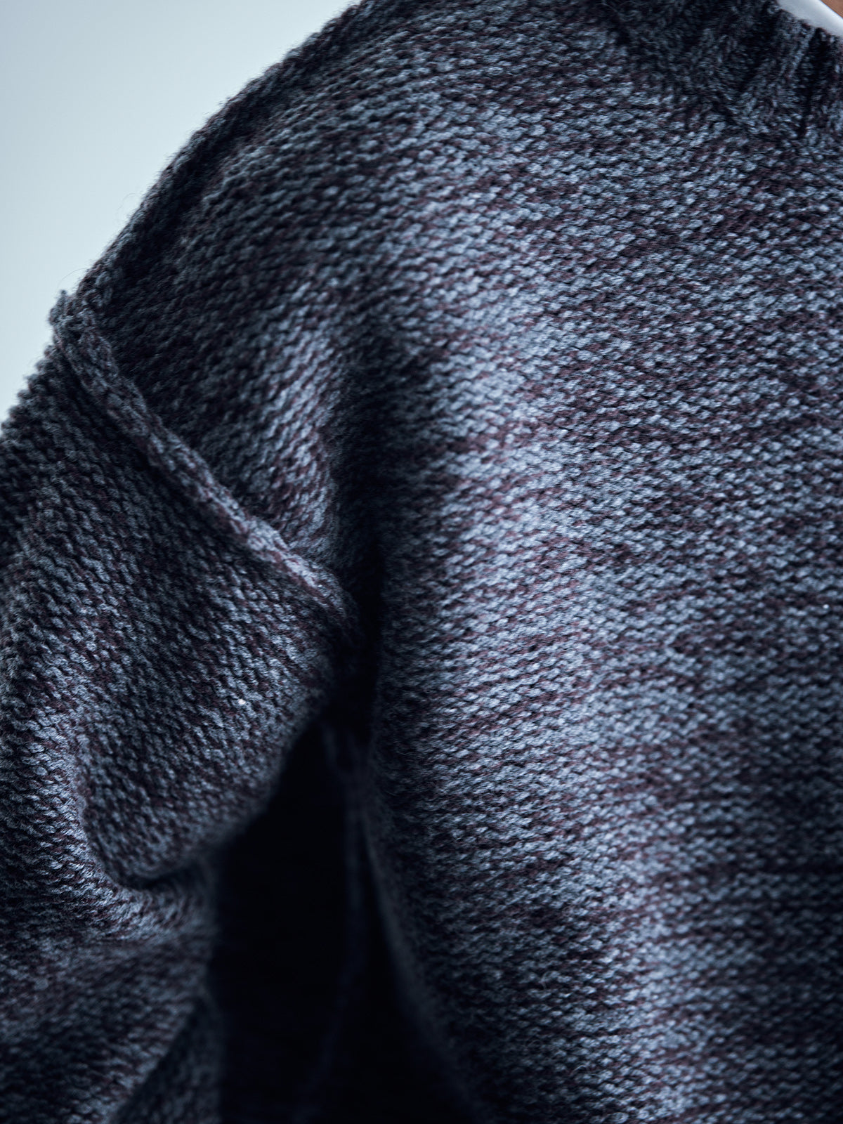 Japanese imported heavyweight high-density woven wool round neck pullover long-sleeved sweater