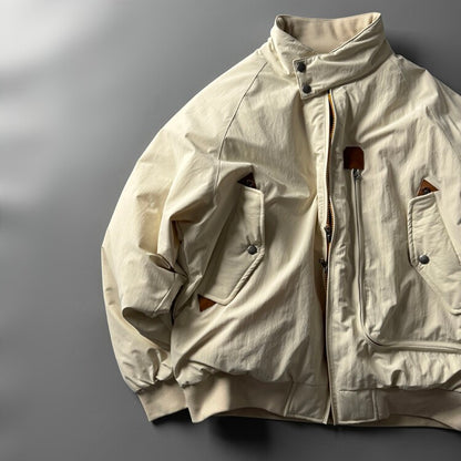 90% Duck Down Harrington Stand-Collar Jacket – Japanese Retro Thickened Unisex