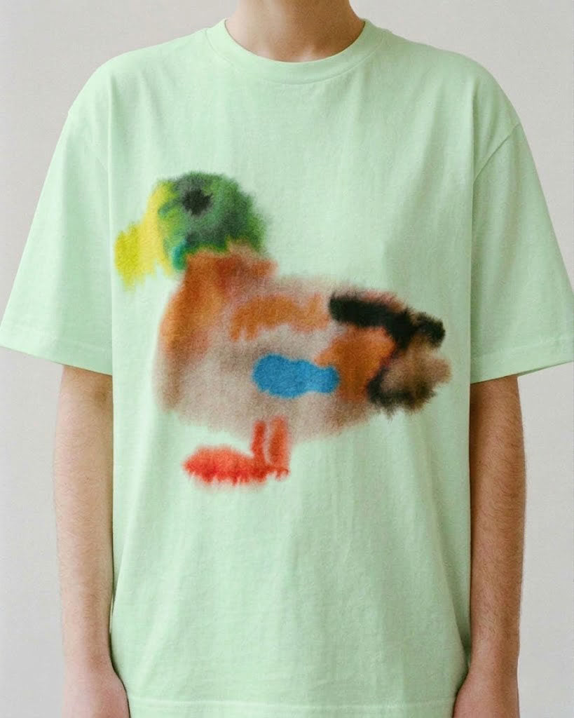 {{ Wang Youbing Studio Heavyweight 260g Artistic Graffiti Little Duck Oversized Short Sleeve T-Shirt – Streetwear Tee – Japanese vintage | yamalin clothes | Yamalinclothes }}
