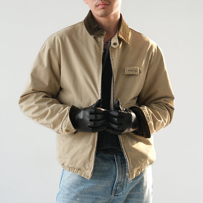 Washed Cotton Jacket – Contrast Corduroy Collar | Yamalinclothes