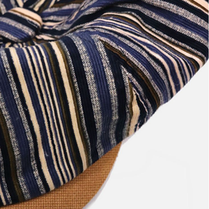 British Striped Reversible Newsboy Beret – Unisex Vintage Octagonal Flat Cap