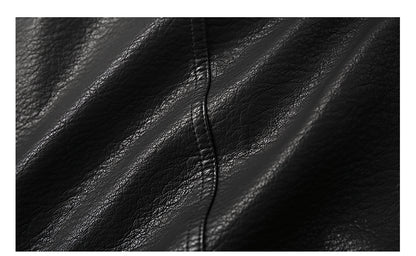 Men's American Retro Leather Jacket - Lychee Grain Stand Collar Motorcycle Coat