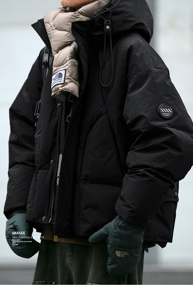 Cleanfit Deconstructed Patchwork Design Down Jacket for Men Winter Couples Outdoor Windproof Workwear 90 White Duck Down Coat