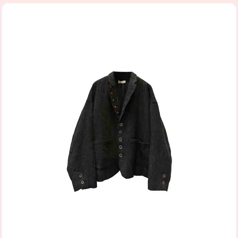 Nuto Japanese-Style Dark Gray Single-Breasted Oversized Blazer – Elegant Loose Coat for Women