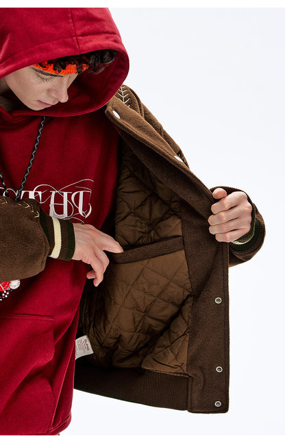 BJHG Quilted Baseball Jacket - American Style Color-Block Winter Coat (Unisex)