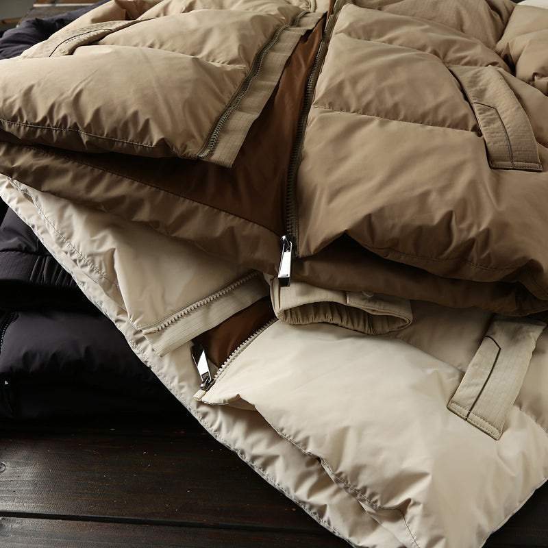 Men's Plus Size Export Overstock Puffer Jacket - High-Puff Hooded Thickened White Duck Down Coat