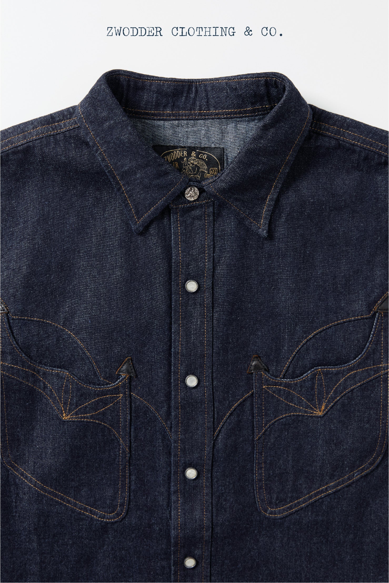 Zwodder Patchwork Leather & Denim Long-Sleeve Shirt – Vintage Americana Style