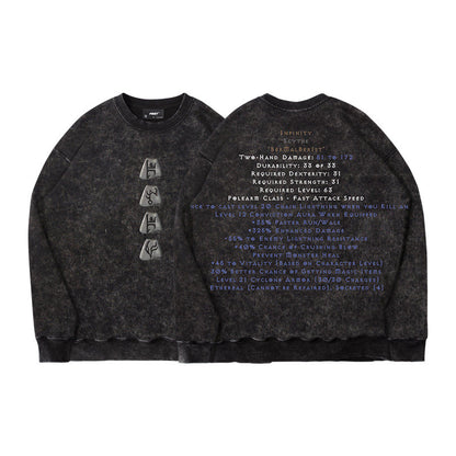 TEE7 Diablo Rune Mystery Crewneck Sweatshirt - Vintage Washed Heavyweight Cotton (Unisex)