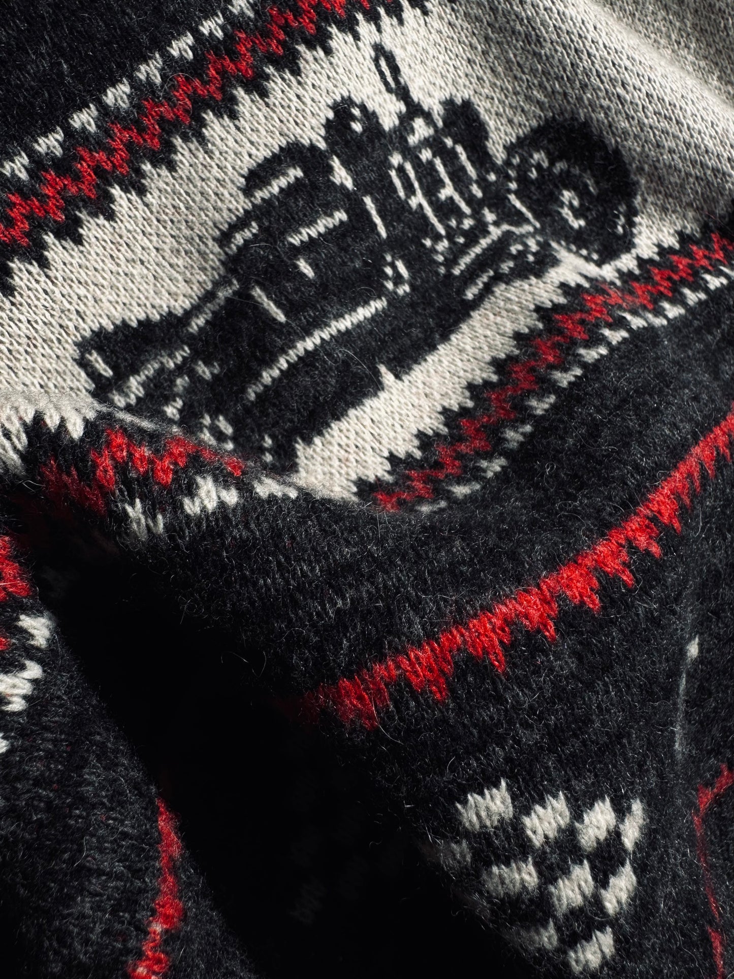 RRL Motorcycle Club Jacquard Cardigan – Heavy Retro Green Knit (Unisex)