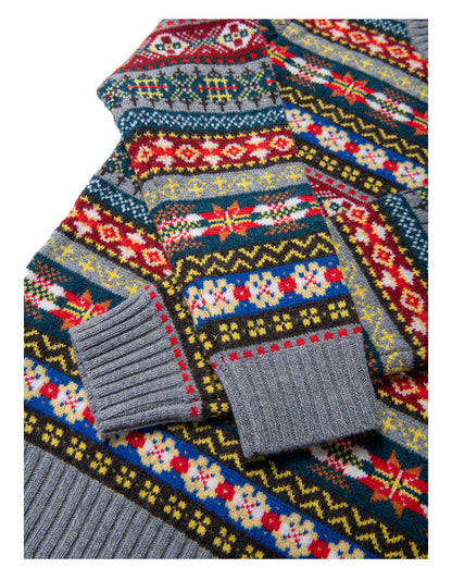 Fair Isle Merino Wool Crew Neck Sweater – Vintage British Retro (Unisex)