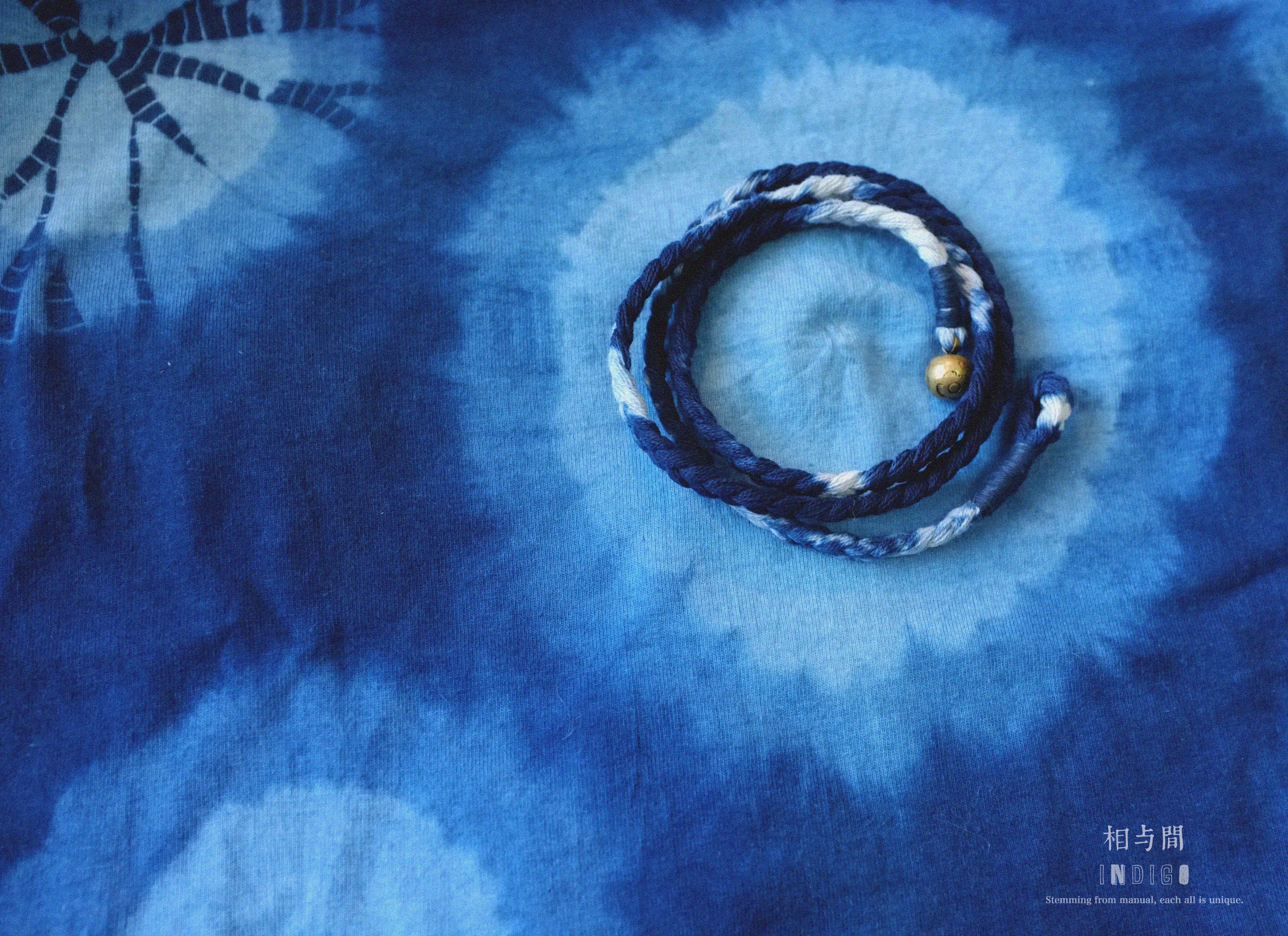 Original Blue Dyed Bracelet Chinese Retro INDIGO Tie-Dye Bracelet Multi-Turn Three-Strand Braided Couple Bracelet