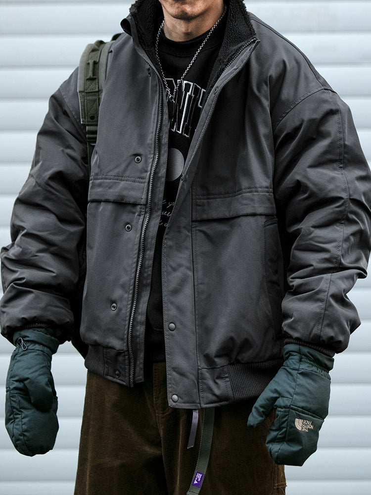 Japanese Style Trendy Brand Lamb Wool Stand Collar Cotton Jacket Men Winter Trendy Brand Couple Loose Thickened Warm Workwear Cotton Coat Jacket