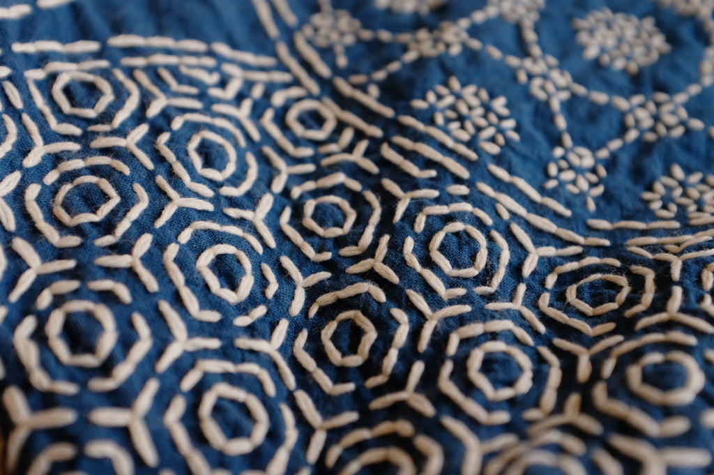 Blue and White Heavy Craft Group Flower Sashiko YKK Zipper Large Capacity Pure Handmade Blue Dyed Crossbody Bag