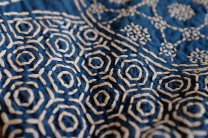 Blue and White Heavy Craft Group Flower Sashiko YKK Zipper Large Capacity Pure Handmade Blue Dyed Crossbody Bag