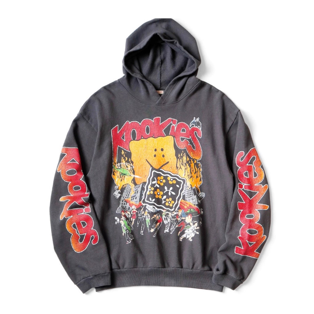 Japanese Retro Washed Cotton-Fleece Hoodie – KAPITAL 25AW Fun Print (Unisex)