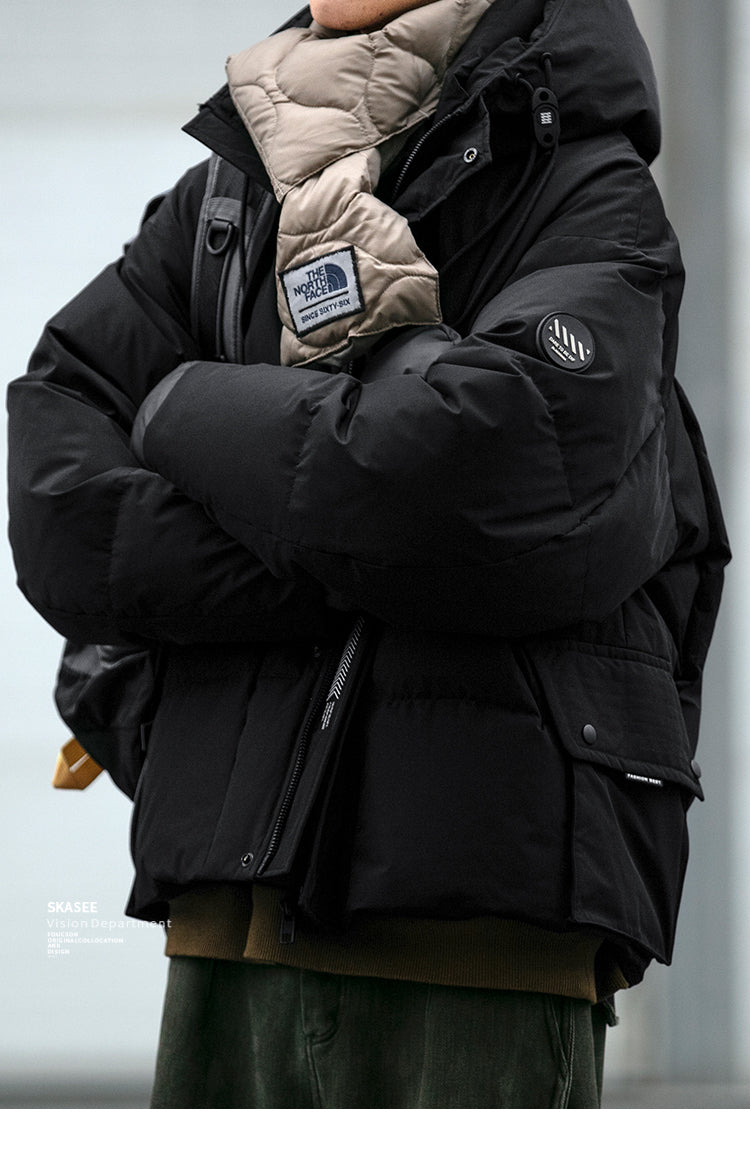 Cleanfit Deconstructed Patchwork Design Down Jacket for Men Winter Couples Outdoor Windproof Workwear 90 White Duck Down Coat