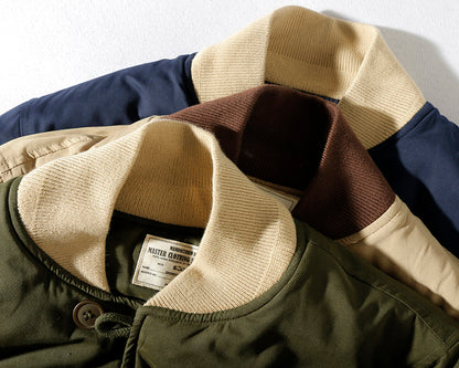 Japanese Retro Quilted Cotton Jacket - Baseball Collar Vintage Coat (Men)